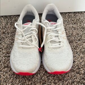 Asics White and Coral Pink Running Shoes
